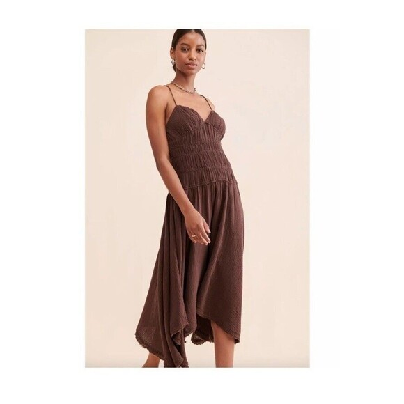 Free People Verbena Midi Dress Chocolate Brown Size Large NWOT - Picture 3 of 13